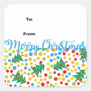 Hip Polka Dot Christmas Tree Cadeau Tag Stickers