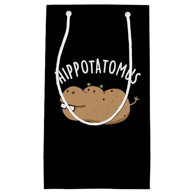 Hip-potato-mus Funny Hippo Pun Dark BG Small Gift Bag (Front)