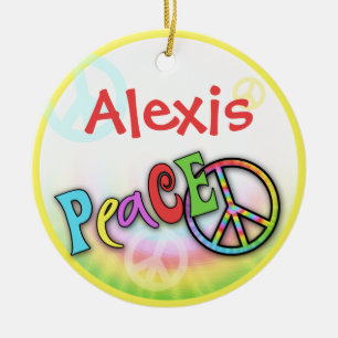Hip Rainbow PEACE Personalized Ornament