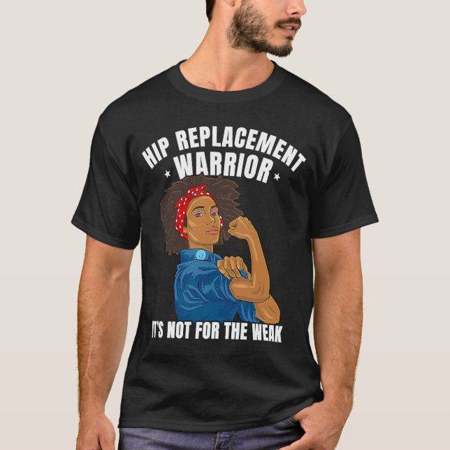 Hip Replacement Warrior African American Women Bla T-Shirt (Front)