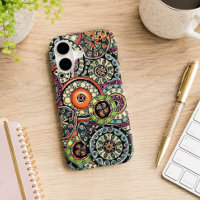 Hip Retro Chic Funky Floral Circles Art Pattern