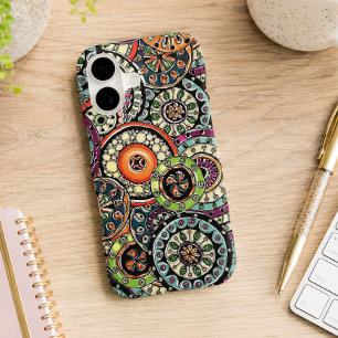 Hip Retro Chic Funky Motif Floral Cercles Art