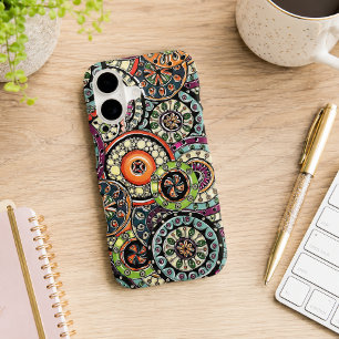 Hip Retro Chic Funky Motif Floral Cercles Art
