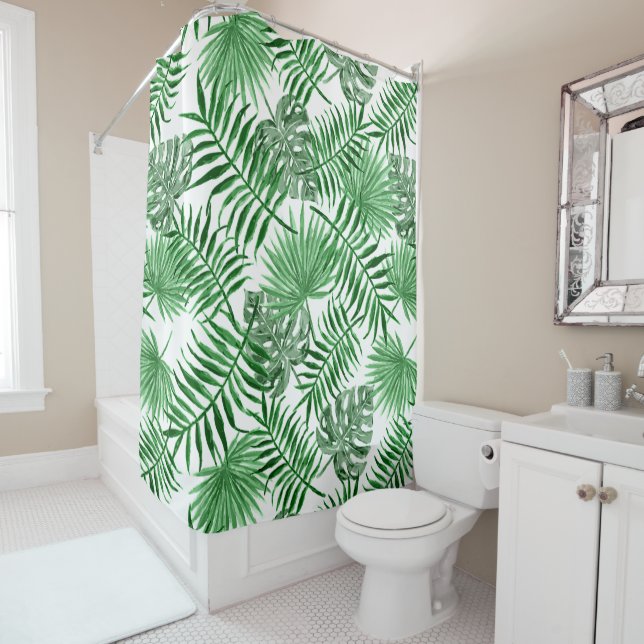 Hip Retro Tropical Green Palm Leafs Pattern (In Situ)