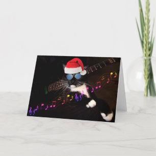 Hip Santa Cat Christmas Holiday Card