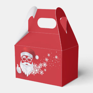 Hip Santa Claus Papercut on Red Christmas Favor Box