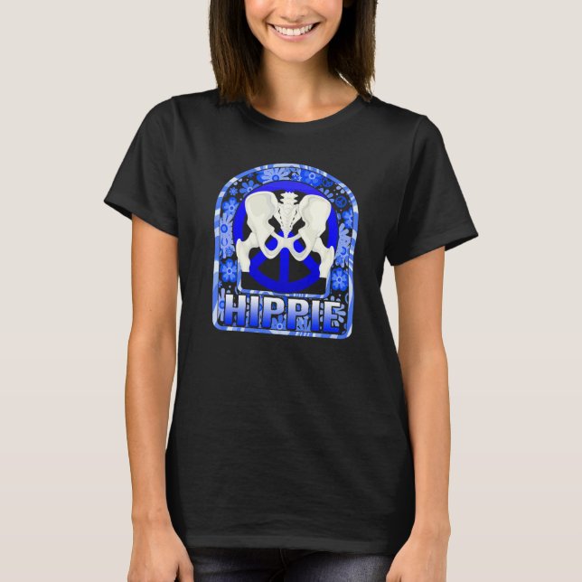 Hip Surgery Hippie Floral Bionic Broken Hip Replac T-Shirt (Front)