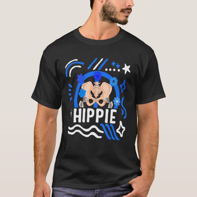 Hip Surgery Hippie Floral Bionic Broken Hip Replac T-Shirt (Front)