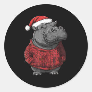 Hip Ugly Sweater Santa Hat Christmas Hiptamus  Classic Round Sticker