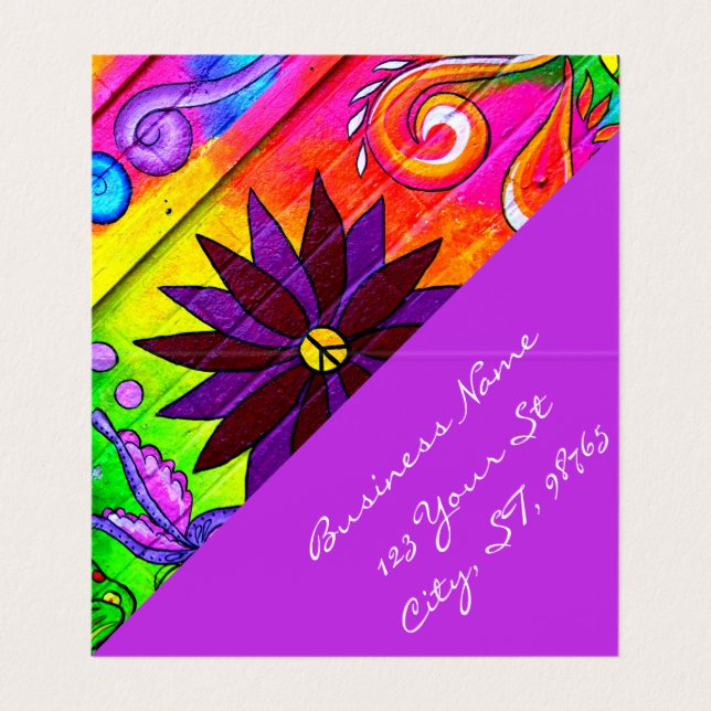hip wild groovy 70's colours  business card (Inside Unfolded)