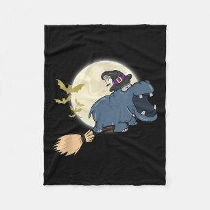 Hip Witch Hat Riding Broom Stick Zoo Animal Lover  Fleece Blanket