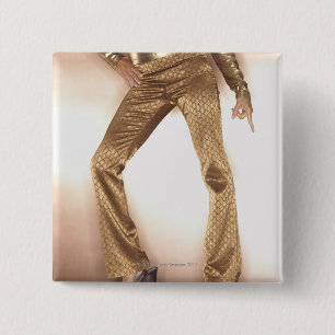 Hip woman in gold disco dancing 2 inch square button