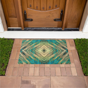 Hip Yellow Green Blue Teal Turquoise Blue Art Doormat