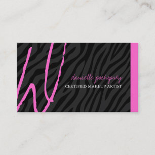 Hip Zebra Print Monogram Business Cards