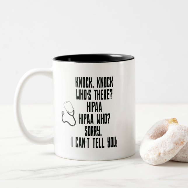 HIPAA Humor Two-Tone Coffee Mug (With Donut)
