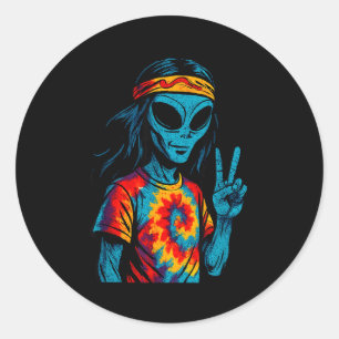 Hipe Alien Tie-dye Design  Classic Round Sticker