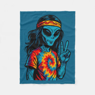 Hipe Alien Tie-dye Design Fleece Blanket