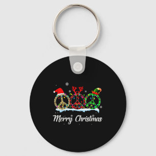Hipe Peace Sign Santa Hat Reindeer Merry Christmas Keychain