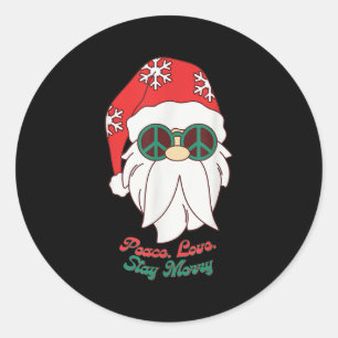 Hipe Santa Groovy Peace Sign Funny Christmas  Classic Round Sticker