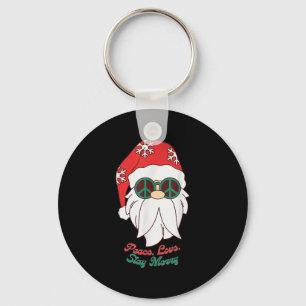 Hipe Santa Groovy Peace Sign Funny Christmas  Keychain