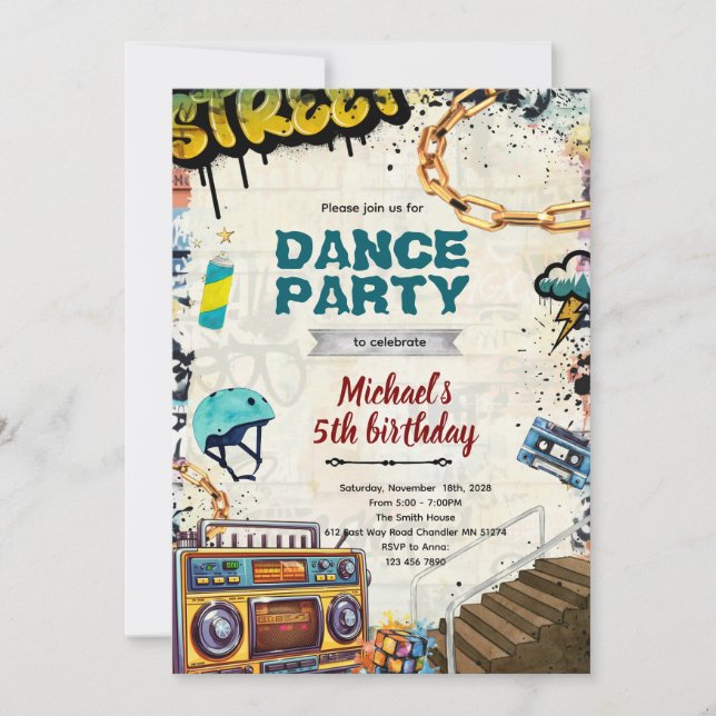 Hiphop birthday Party Invitation (Front)