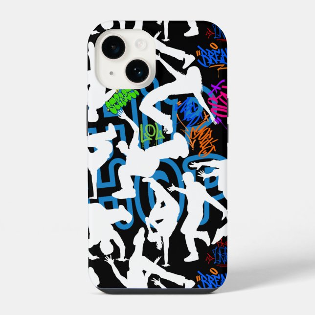 HipHop Dance Pattern.w Black BG iPhone Case (Back)