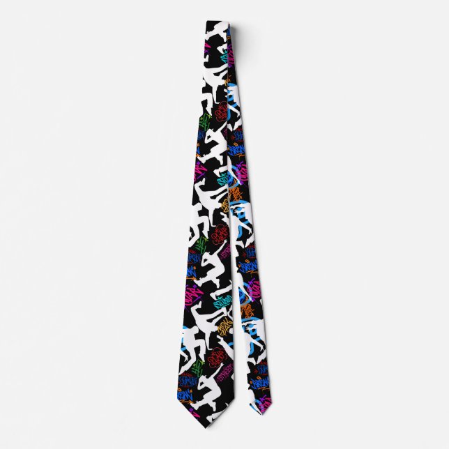 HipHop Dance Pattern.w Black BG Tie (Front)