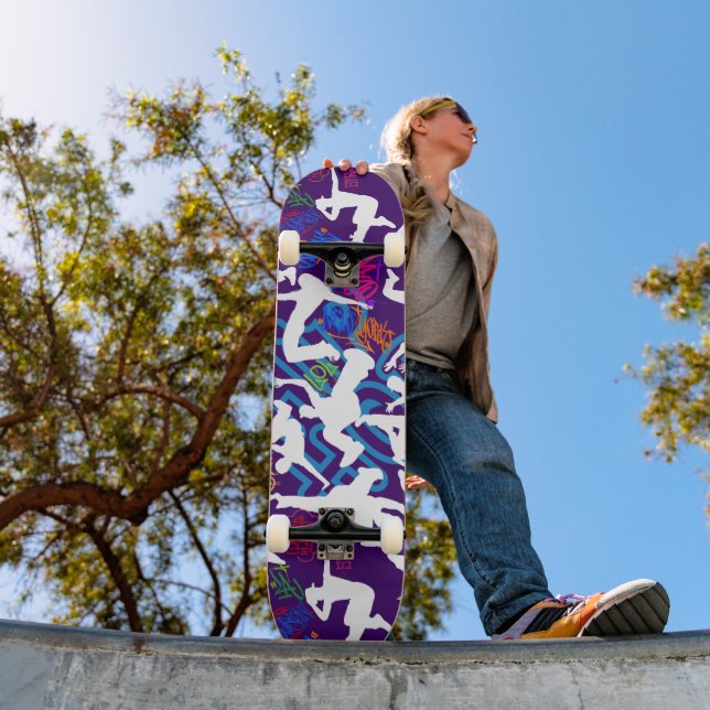 HipHop Dance Pattern.w D Purple BG Skateboard (Outdoor 1)