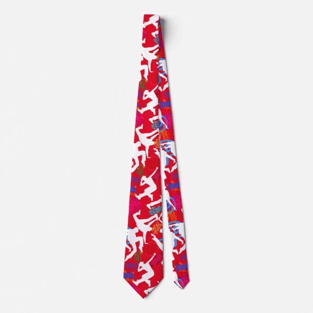 HipHop Dance Pattern.w Red BG Tie (Front)