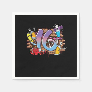 Hiphop Dancer Graffiti Artist Typography 16th Birt Napkin