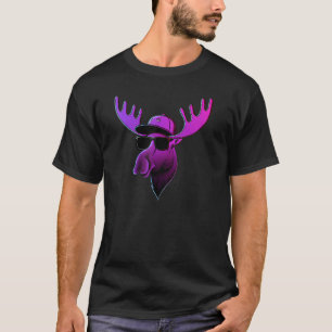 Hiphop Moose 80s Retro Purple Men Women Kids T-Shirt