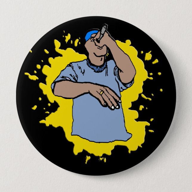 Hiphop Rap 4 Inch Round Button (Front)