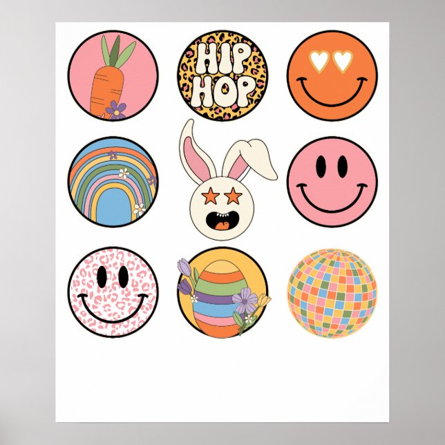 hiphop smiley, retro, vintage poster (Front)