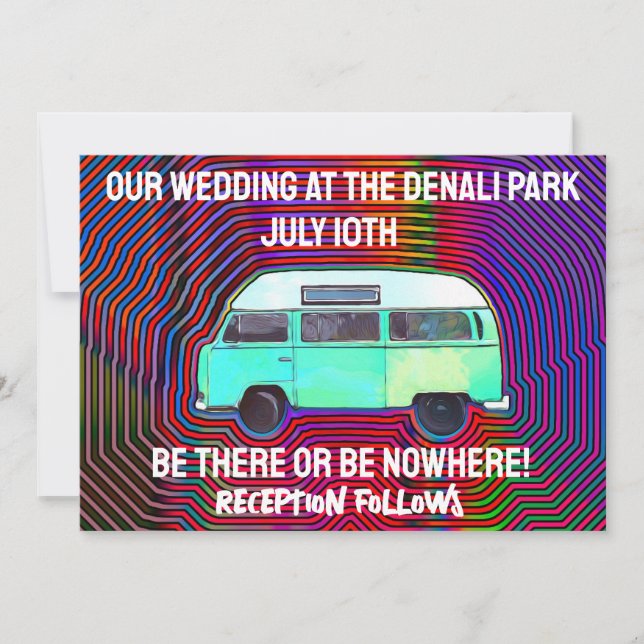 HIPPIE 1960'S VAN WEDDING INVITATIONS CUSTOM (Front)