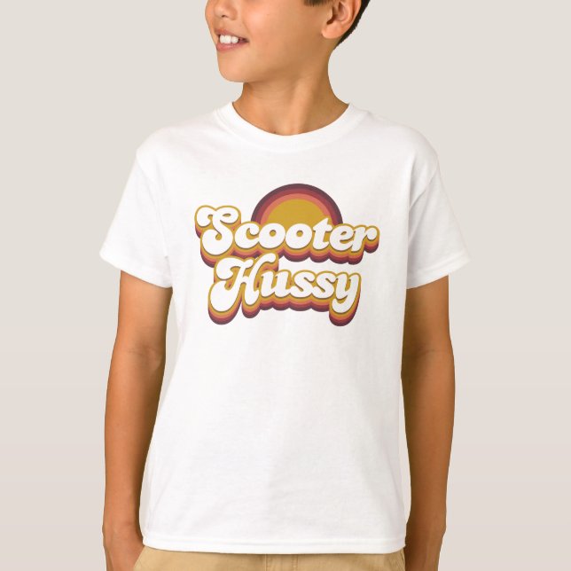 Hippie 1970s Counterculture Scooter Hussy T-Shirt (Front)