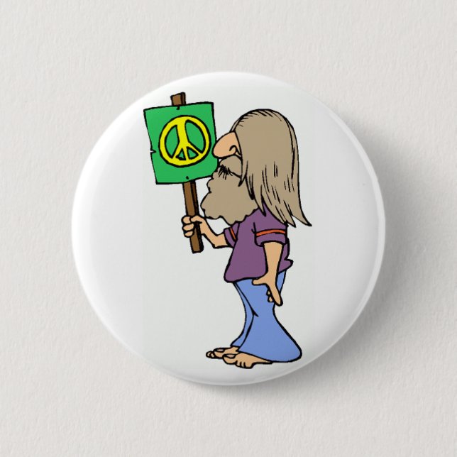 Hippie 4 Peace 2 Inch Round Button (Front)