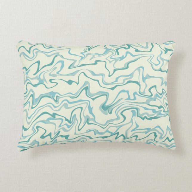 Hippie 70s Blue Marble Liquid Swirl Boho Pattern Accent Pillow (Front)