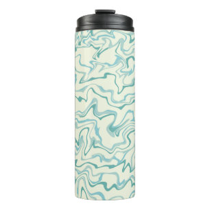 Hippie 70s Blue Marble Liquid Swirl Boho Pattern Thermal Tumbler