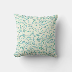 Hippie 70s Blue Marble Liquid Swirl Boho Pattern Throw Pillow