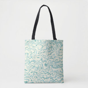 Hippie 70s Blue Marble Liquid Swirl Boho Pattern Tote Bag