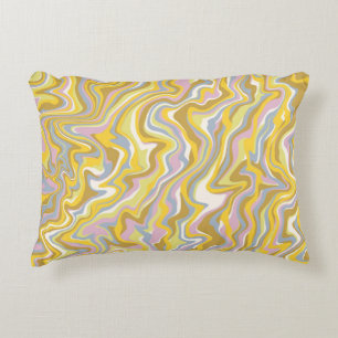 Hippie 70s Green Marble Liquid Swirl Boho Pattern Accent Pillow
