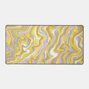 Hippie 70s Green Marble Liquid Swirl Boho Pattern Desk Mat