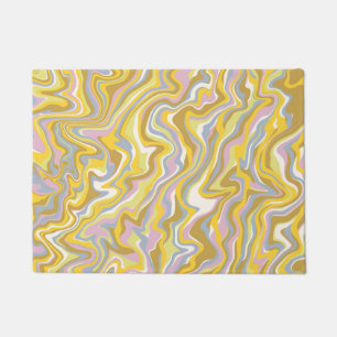 Hippie 70s Green Marble Liquid Swirl Boho Pattern Doormat