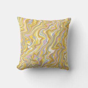 Hippie 70s Green Marble Liquid Swirl Boho Pattern Throw Pillow
