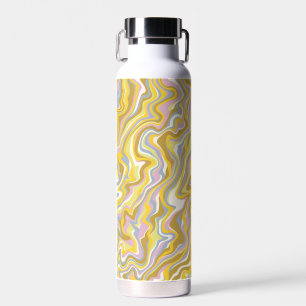 Hippie 70s Green Marble Liquid Swirl Boho Pattern Water Bottle