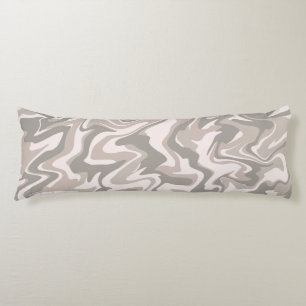 Hippie 70s Grey Marble Liquid Swirl Boho Pattern Body Pillow