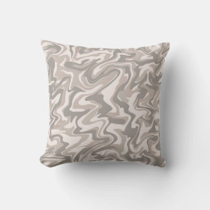 Hippie 70s Grey Marble Liquid Swirl Boho Pattern Throw Pillow