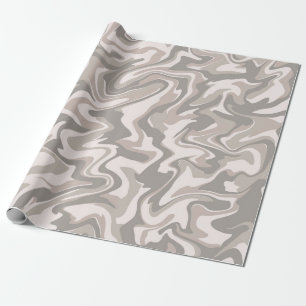 Hippie 70s Grey Marble Liquid Swirl Boho Pattern Wrapping Paper