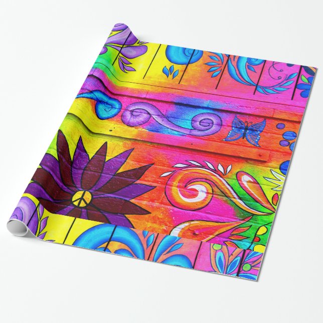hippie 70's psychedelic wrapping paper (Unrolled)