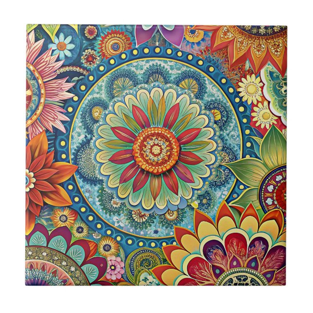 Hippie Art Ceramic Tile (Front)
